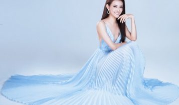 Á hậu Trương Mỹ Nhân gợi cảm với đầm xẻ cao