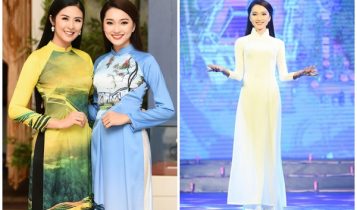 Top 15 Hoa hậu Hoàn vũ 2017 Ngọc Nữ catwalk trong BST áo dài của Ngọc Hân