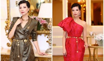 Vũ Cẩm Nhung gợi cảm với trang phục ánh kim