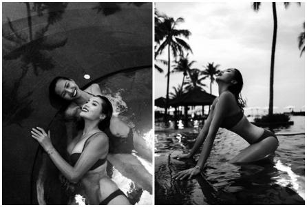 Kỳ Duyên và Minh Triệu khoe body bên hồ bơi