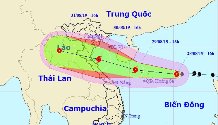 Thời tiết hôm nay bão Podul tiến sát đất liền