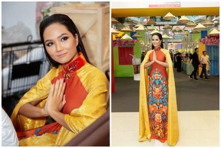 Hoa hậu H’Hen Niê mặc áo dài quảng bá văn hóa ẩm thực Việt Nam tại Thái Lan