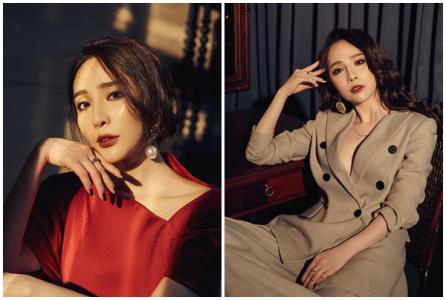 Quỳnh Nga nổi bật với trang phục đơn sắc