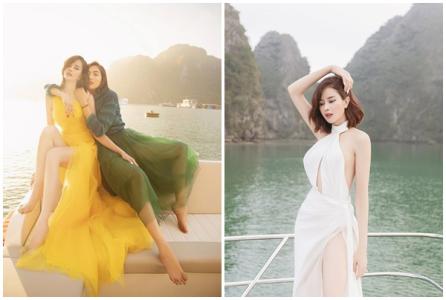 Sella Trương và Á hậu Lệ Hằng lộng lẫy trên du thuyền tại Hạ Long