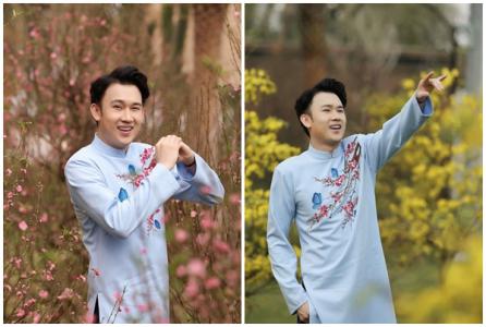 Dương Triệu Vũ diện áo dài giữa vườn hoa ngập tràn sắc màu