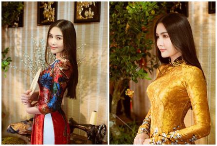Ngân Anh dịu dàng khoe sắc với áo dài nhung của NTK Bảo Bảo