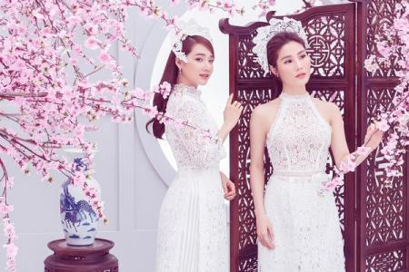 Nhã Phương và Diễm My 9X diện áo dài cách điệu khoe sắc