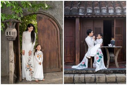 Hà Kiều Anh cùng con gái diện áo dài của NTK Thuận Việt