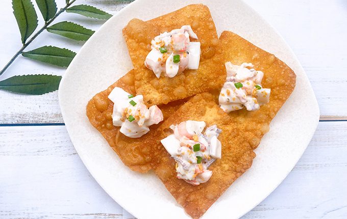 Thực đơn hàng ngày: Lá hoành thánh chiên hải sản