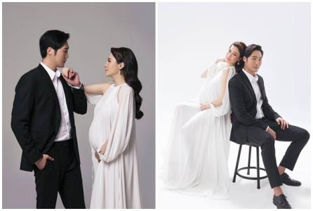 Pha Lê vác bụng bầu chụp ảnh cưới với ông xã