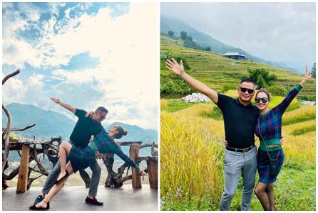Vợ chồng Jennifer Phạm thưởng ngoạn ở Sapa