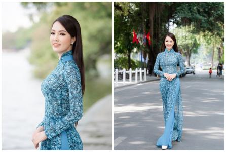 Á hậu Thuỵ Vân diện áo dài giữa cái lạnh mùa đông