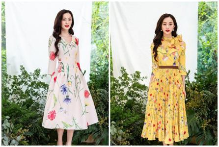 Hạ Vi nữ tính với váy in hoa