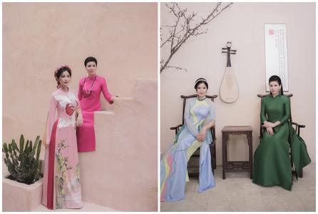 Thuý Hà – Quỳnh Hoa dịu dàng với tà áo dài của NTK Kenny Thái