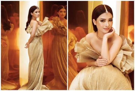 Dương Hoàng Yến nổi bật với trang phục ánh kim