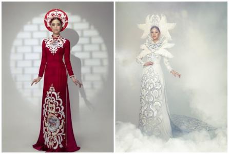 Khánh Vân diện áo dài cưới phá cách của NTK Minh Châu