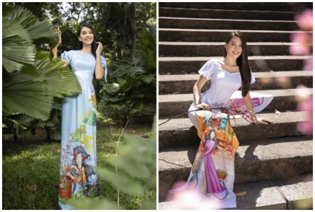 Hoa hậu Tiểu Vy nhẹ nhàng trong tà áo dài đón Tết