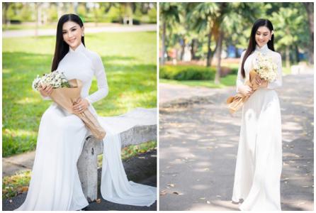 Lâm Khánh Chi hoá nữ sinh trẻ trung với áo dài trắng
