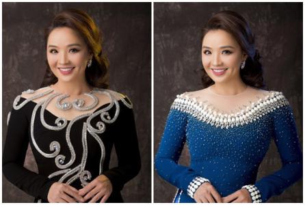 Hoài Anh diện áo dài thiết kế độc đáo của NTK Minh Châu