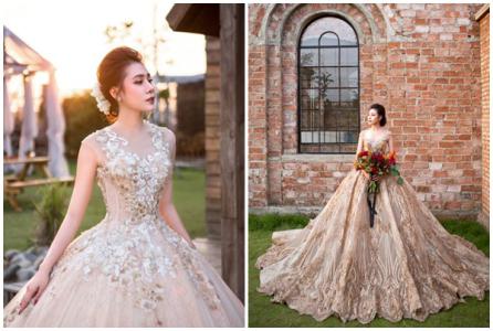 Hồ Bích Trâm diện váy cưới cảm hứng từ hoàng gia