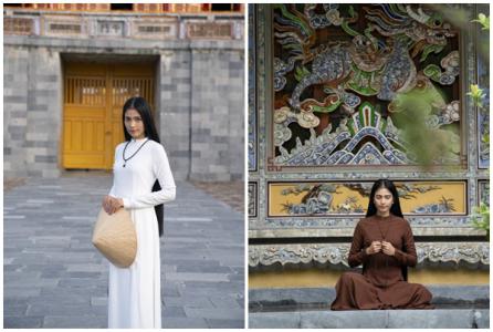 Trương Thị May diện áo dài tự may ghé thăm Huế