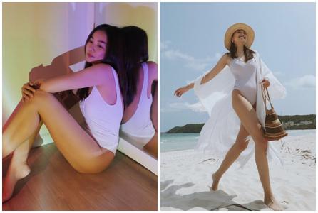 Thanh Hằng chuộng áo tắm gam trắng