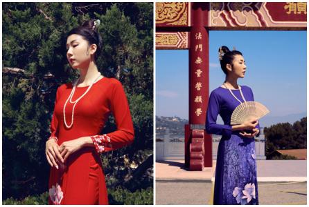 Ngọc Quyên thướt tha với tà áo dài trên đất Mỹ