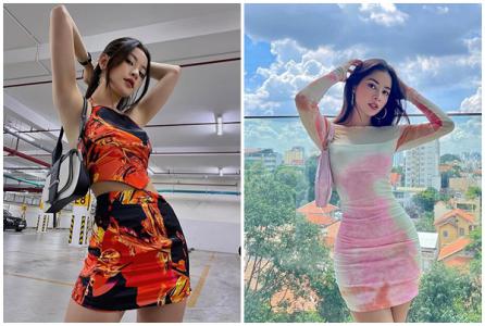 Chi Pu sắm cả loạt váy ôm sát màu loang
