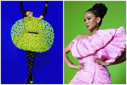 Mâu Thủy làm mẫu thể hiện trang phục từ chất liệu tái chế