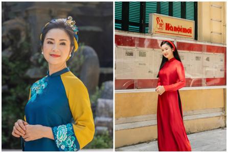 NSND Thu Hà trẻ trung với những mẫu áo dài từ lụa tơ tằm