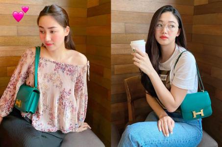 Á hậu Thanh Tú và Trà My thường mặc đồ ton-sur-ton, dùng túi xách ăn ý