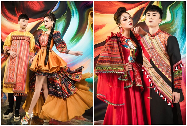 Thu Quỳnh – Hoàng Anh Vũ lạ lẫm trong trang phục thổ cẩm