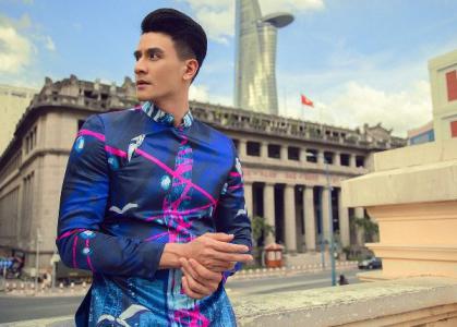 Vĩnh Thụy dạo phố với áo dài đón xuân