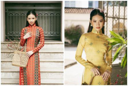 Bảo Hà diện áo dài truyền thống dành cho mùa Tết