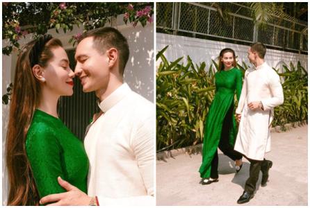 Hồ Ngọc Hà – Kim Lý diện áo dài đón xuân