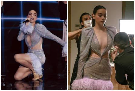 Hồ Ngọc Hà diện đầm lông vũ lấp lánh biểu diễn