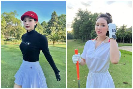 Hiền Hồ với trang phục sân golf không trùng