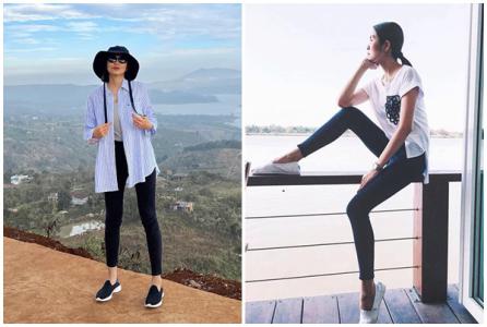 Tăng Thanh Hà gầy nhom khi diện quần skinny bó sát