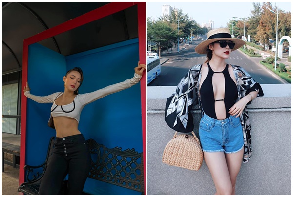 Minh Hằng với thời trang khoe vòng 1