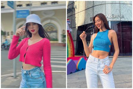 Thùy Tiên thích mặc những trang phục sặc sỡ tương phản làn da