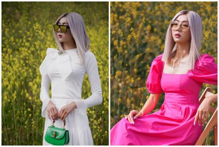 Ngọc Quyên nổi bật với mái tóc bạch kim