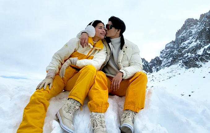 Ngô Thanh Vân và Huy Trần trượt tuyết ở Chamonix, Pháp