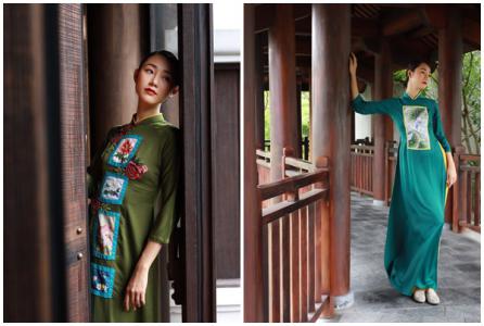 Trà My thướt tha trong tà áo dài của Cao Minh Tiến