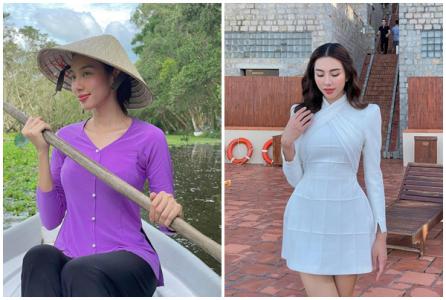 Thuỳ Tiên hiền dịu với hình ảnh áo bà ba