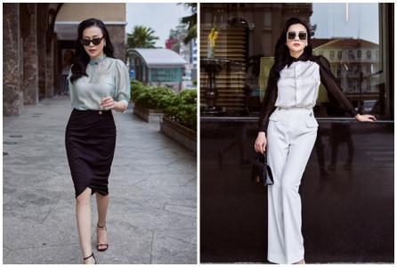 Phương Oanh khoe sắc với thời trang công sở