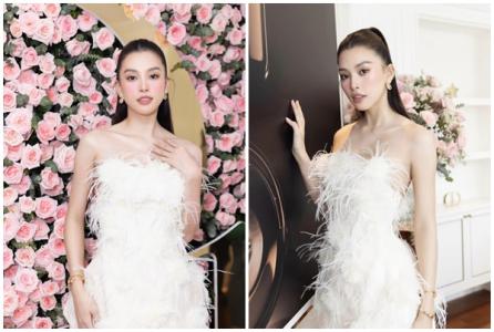 Hoa hậu Tiểu Vy đẹp quyến rũ với váy lông vũ