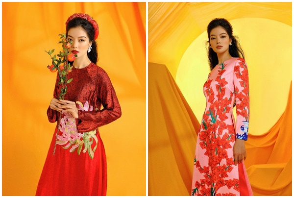 Lâm Bích Tuyền sang trọng, quyến rũ với áo dài Tết