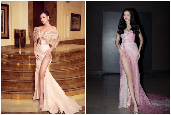 Hoa hậu Lê Nguyễn Bảo Ngọc chuộng đầm dạ hội xẻ cao đùi