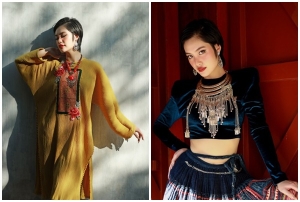 Hoa hậu Nông Thúy Hằng khoe vóc dáng mảnh mai trong các trang phục dân tộc