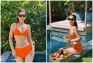 Hoa hậu Thiên Ân khoe body với bikini 